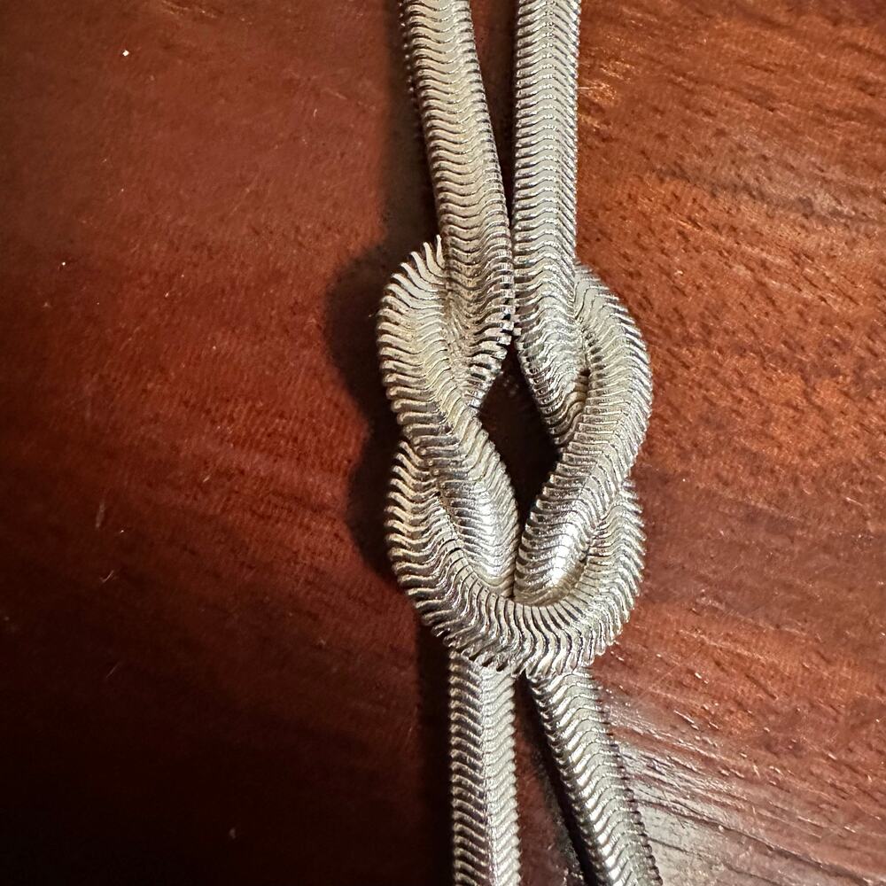 Kenneth Cole Y Drop Silver Necklace Knot Western Coastal Cowgirl Long Casual